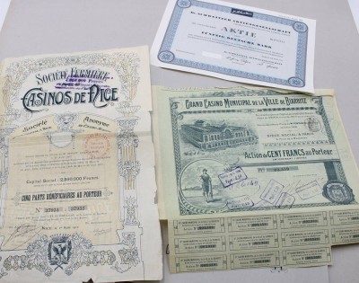 Auktion 370<br>3x div. Aktien, 2x um 1910, 1x 1970 [1]