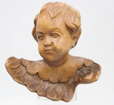 Auktion 370<br>Wandputto, Holz, ca. 12 x 12cm [1]