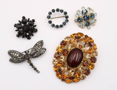 Auktion 370<br>5x div. Strass-Schmuck, Größtes 6,5 x 5cm [1]