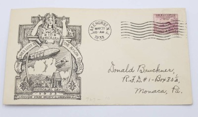 Auktion 370<br>Gedenkbriefumschlag (Memorial Cover) zur Erinnerung an den Absturz des Starrluftschiffs USS Akron im Jahr 1933 [1]