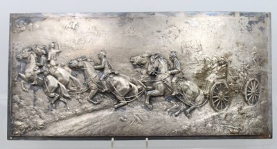 Auktion 370<br>Wandtrelief von Fritz Diller (1876-1946), Metall, ungerahmt, 23,2 x 48cm [1]