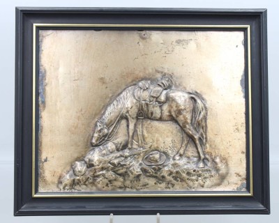 Auktion 370<br>Wandrelief, gefallenen Soldaten in Deutsch-Südwestafrika, gerahmt, RG 27 x 33,5cm [1]