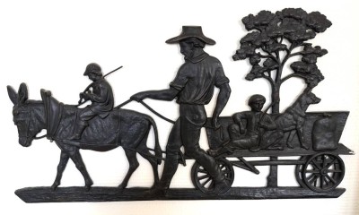 Auktion 370<br>4x schmiedeeiserne Wandbilder, bäuerliche Szenen, L-max. 47 cm [1]