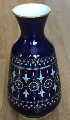 Auktion 370<br>Vintage grosse Hutschenreuther Vase - Echt Kobalt & Gold - 60er Jahre Design, H ca :39 cm B- ca : 20 cm [1]