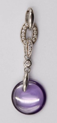 Auktion 370<br>Kettenanhänger mit violetten Stein Amethyst?, 925er Silber , L. 5,0 cm, 5,5 Gramm [1]