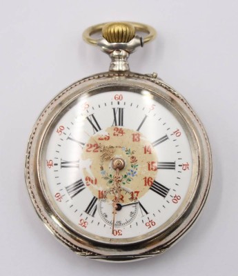 Auktion 370<br>Taschenuhr mit 800er Silbergehäuse , Handaufzug, Uhr funktioniert, D. 4,4 cm, [1]