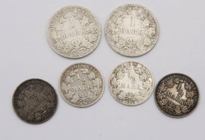 Auktion 370<br>kl. lot Münzen - 1/2 - 1 Mark, Silber, 21,7 Gramm [1]