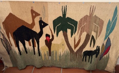 Auktion 370<br>Wandbehang/Teppich, Orient, Kamele und Esel unter Palmen, 70x130 cm [1]