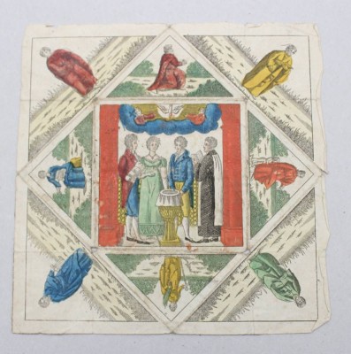 Auktion 370<br>antiker Taufbrief  von 1829, Altersspuren, ca. 16 x 16cm [1]