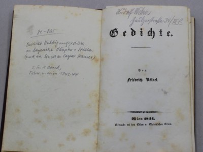 Auktion 370<br>Gedichte von Friedrich Völkel, 1844 [1]