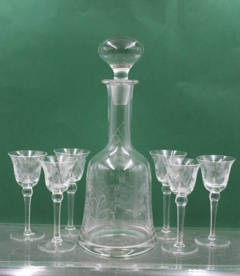 Auktion 370<br>Karaffe mit 6 Gläsern, florales Dekor,  Danish Design Romania [1]