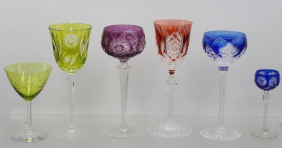 Auktion 370<br>6tlg. Konvolut Überfanggläser, ca. H-24,5 bis 12cm [1]