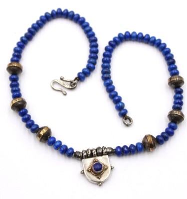 Auktion 370<br>Lapislazuli-Collier, Silbermonturen, ca. L-42cm [1]
