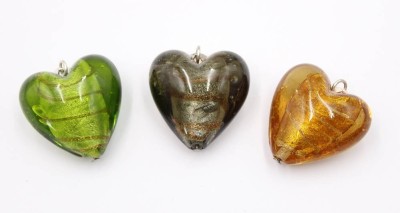 Auktion 370<br>3x Herzanhänger, Murano, Silbermonturen, je ca. L-3cm [1]