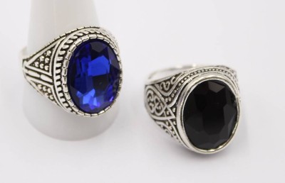 Auktion 370<br>2x Modeschmuckringe mit Steinbesatz, ca. RG 64/66 [1]