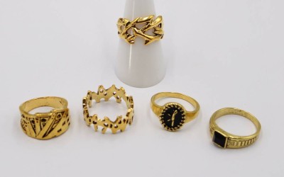 Auktion 370<br>5x div. Modeschmuckringe, goldfarben [1]