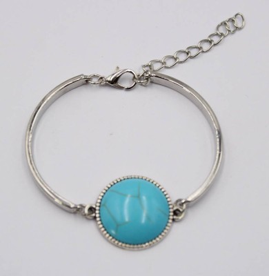 Auktion 370<br>Armband mit türkisfarbenem Stein, Edelstahl, ca. L-17,5cm [1]