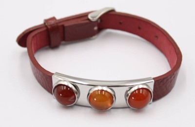 Auktion 370<br>Armband, Leder, mit Karneol, ca. L-22cm [1]