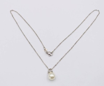 Auktion 370<br>Halskette, 925er Silber, Perlanhänger, ca. L-44cm Anh. 1,5cm [1]