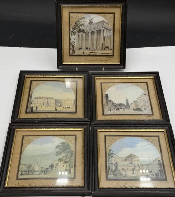 Auktion 370<br>5x kl. Kunstdrucke mit Alt-Berliner Motiven, alle gleich ger/Glas, RG 15x15 cm [1]