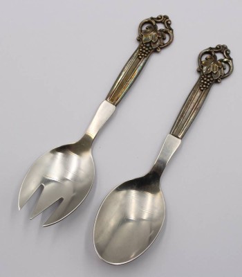 Auktion 370<br>Salatbesteck, Silbergriffe, Dänemark, COHR, ca. L-17cm [1]