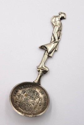 Auktion 370<br>Münzlöffel, Spanien, versilbert, ca. L-10,5cm [1]