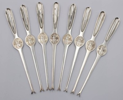 Auktion 370<br>8x  Hummergabeln, versilbert, DFA, ca. L-20,5cm [1]