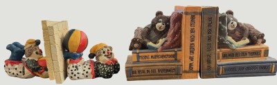 Auktion 370<br>2 Paar schwere  Buchstützen mit Clowns, Teddys, Kunstmasse [1]