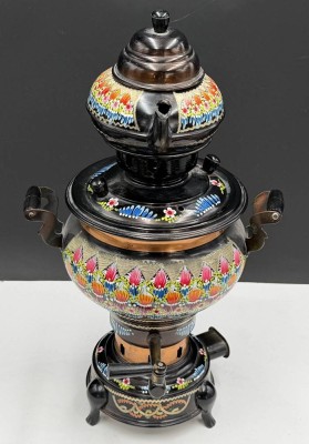 Auktion 370<br>elektrischer Samowar, wohl Iran, mit Kanne, H_43 cm, Kabel fehlt [1]