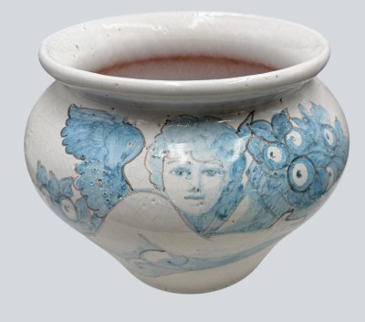 Auktion 370<br>grosser Terrakotta-Blumenübertopfglasiert, H-25 cm, D-ca. 32 cm [1]