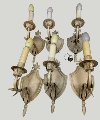 Auktion 370<br>6x Metall-Wandlampen, H-ca. 37 cm [1]