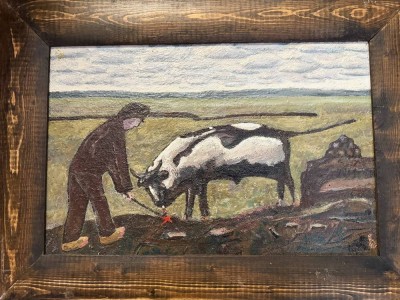 Auktion 370<br>Günter Ritschel, Worpswede (1925-2006) , 2004 rückseitig betiteltes Gemälde, Öl/Platte, gerahmt,RG43x60 cm [1]