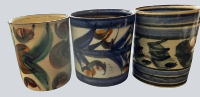 Auktion 370<br>3x Kunstkeramik-Becher, Bücking-Börnsen, H-ca. 8,5 cm [1]