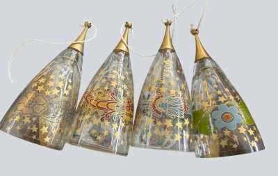 Auktion 370<br>4x Rosenthal Jahresglocken, 1989-Indien, 1997 Peru, 1996 Ägypten, 1995 Indonesien, H-ca. 12,5 cm, 1x Plastikkugel an Griff abgebrochen [1]