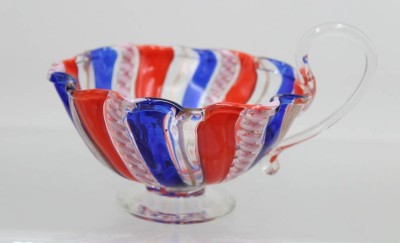 Auktion 371<br>Schale, Murano, Latticino-Stil, ca. H-11,3cm D-15,5cm [1]