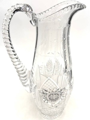 Auktion 371<br>hoher, schwerer böhmischer Bleikristall-Krug mit Sternschliff, H-ca. 32 cm [1]