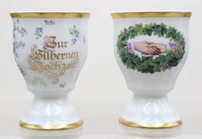 Auktion 371<br>Paar Becher, Zur Silberhochzeit, ca. H-12cm [1]
