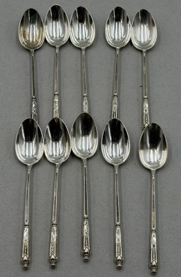 Auktion 371<br>10x massive Silberlöffel (getestet) ungedeutete kl. Punze (Anker mit J-K-?) um 1880? [1]
