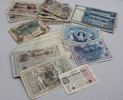 Auktion 371<br>gr. Lot Geldscheine, Deutsches Reich und Weimarer Republik, wohl 50 Teile [1]