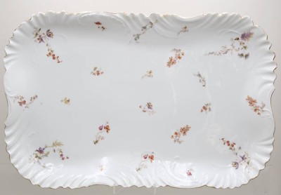 Auktion 371<br>gr. Tablett, Rosenthal, Louis XIV, um 1900, florales Dekor, 49 x 32cm [1]