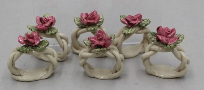 Auktion 371<br>6x Serviettenringe, aufgesetzte Blüten, 5x6 cm [1]