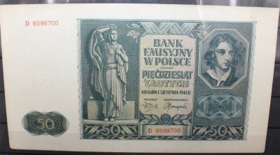 Auktion 371<br>polnischer 50-Zloty-Schein aus dem Jahr 1941 [1]
