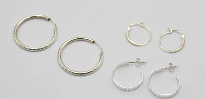 Auktion 371<br>3 Paar div. Silber-Creolen, zus. ca. 6gr., ca. L-1,5 bis 3cm [1]