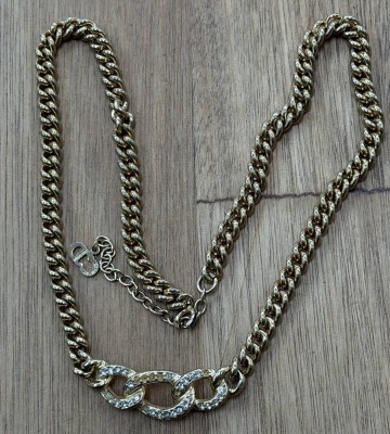 Auktion 371<br>Vintage Christian Dior Halskette, vergoldet um 1970, klare Steine (einige fehlen), L-45 cm [1]