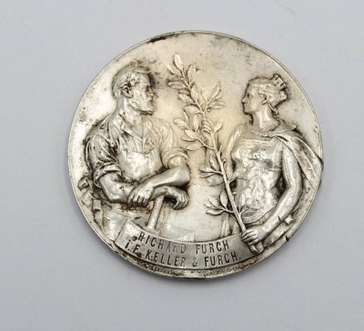 Auktion 371<br>runde Medaille, Berliner Gewerbe-Ausstellung von 1896, Ernst Westphal und geprägt von Max Haseroth, Silber, ca. 48,9gr. [1]