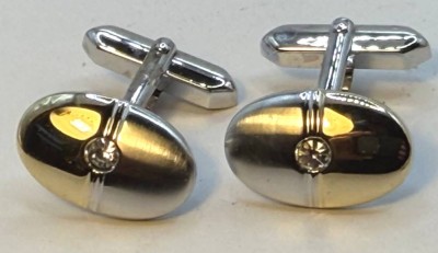 Auktion 371<br>Paar Manchettenknöpfe, Silber-925-, klare Steine, 13,26 gr [1]