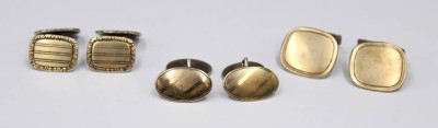 Auktion 371<br>3 Paar Manschettenknöpfe, Silber 835/860/900, 21,4gr. [1]