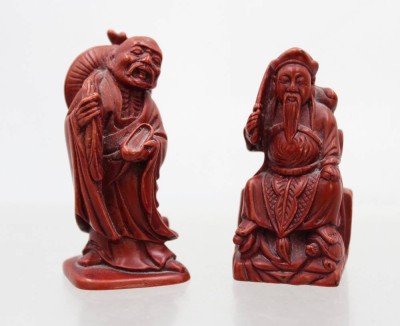Auktion 371<br>Paar Figuren, Kunstmasse, China, ca. H-6,5cm [1]