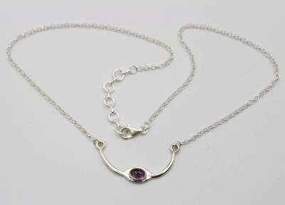 Auktion 371<br>925er Silber-Collier, mit Amethyst-Cabochon, ca. 8gr., L-42(+4) [1]