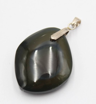 Auktion 371<br>Anhänger, Regenbogen-Obsidian, Silbermontur, ca. L-4cm [1]